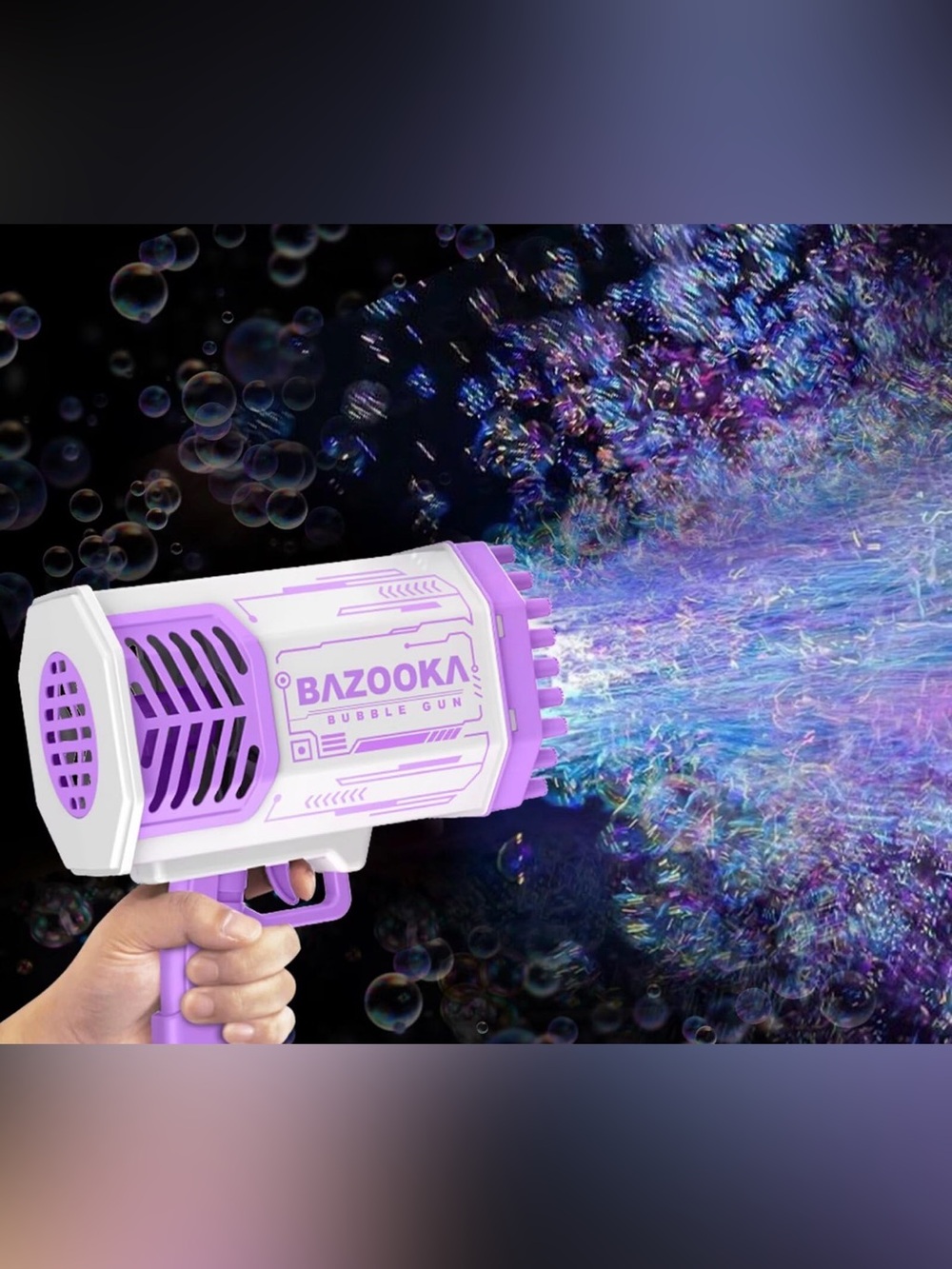 Toys - Automatic 69-Hole Bazooka Bubble Gun and bubbles